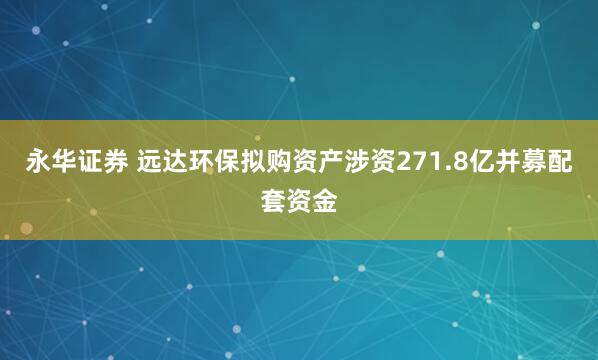 永华证券 远达环保拟购资产涉资271.8亿并募配套资金
